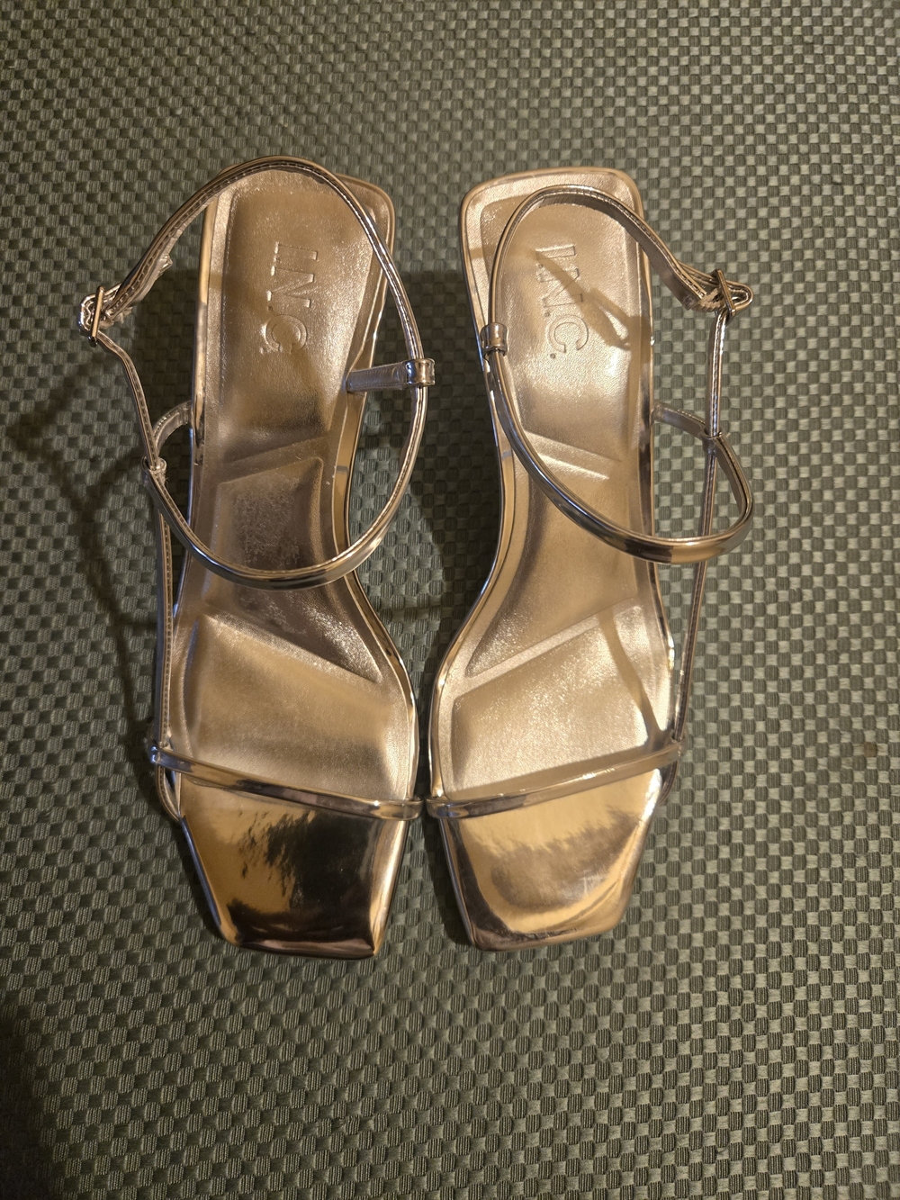 INC International Concepts Silver Minimalist Strappy Slingback Heels
